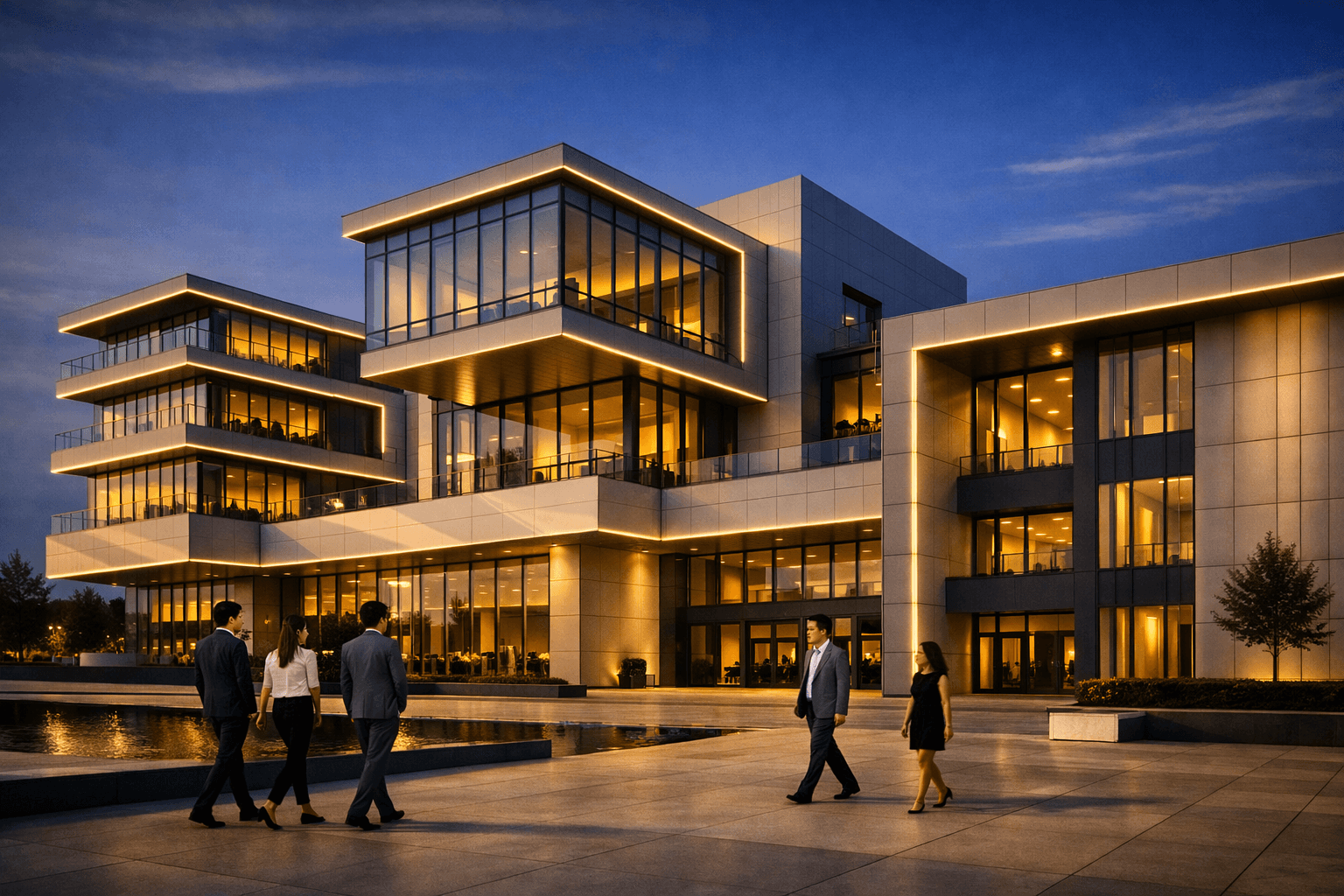 Contemporary corporate office building façade design in Chandigarh by commercial architects