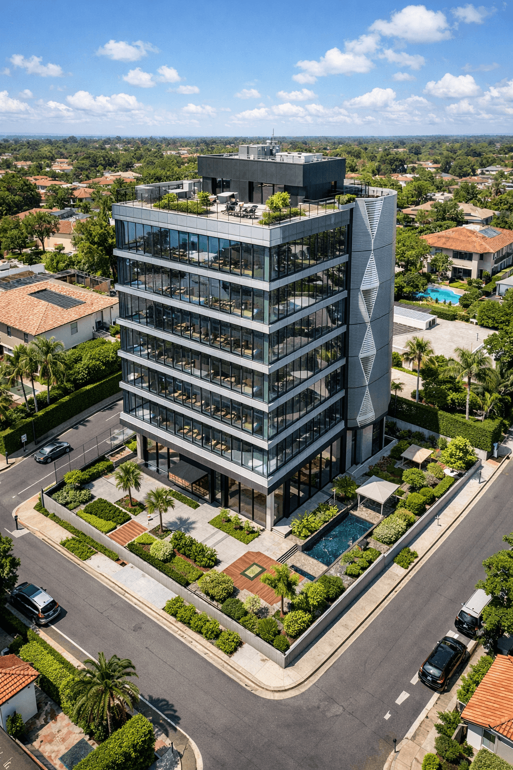 Modern multi-storey IT office building architecture designed by Commercial Architects in Mohali Chandigarh