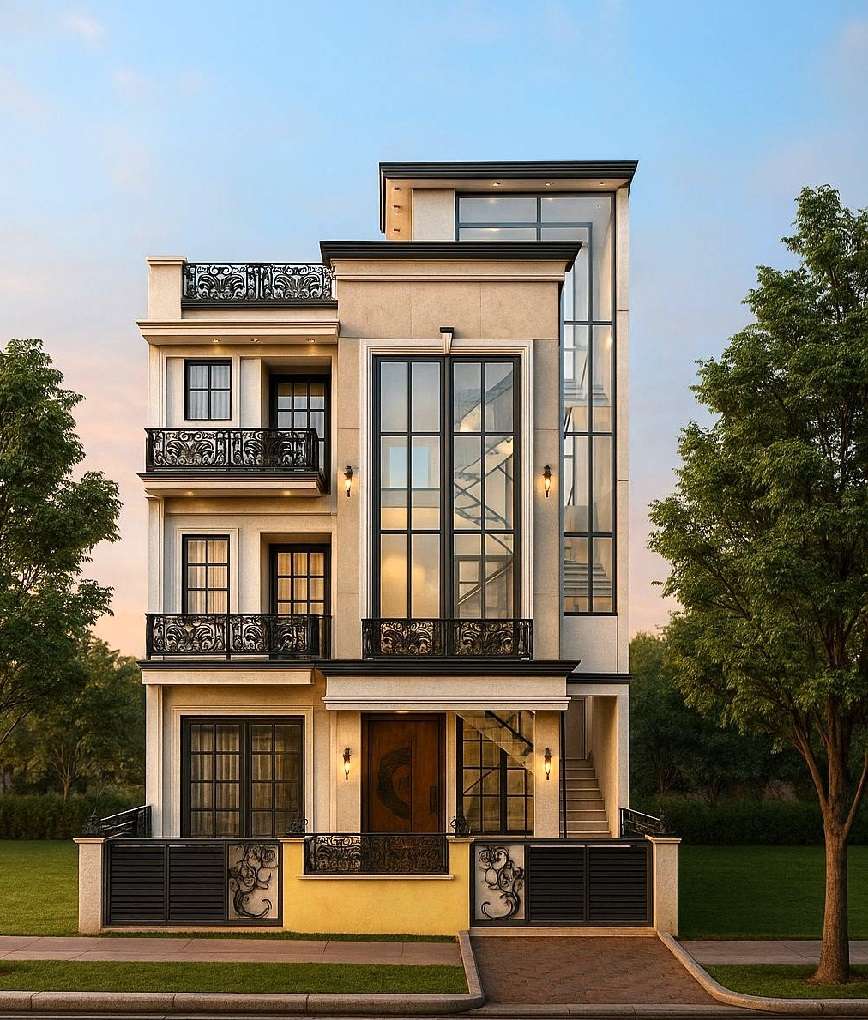 duplex-house-elevation-design-haryana
